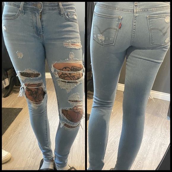 Levi 711 Distressed Skinny Jeans EUC - Picture 2 of 4